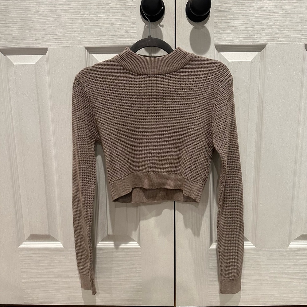 Garage Cropped Mock Neck Knit Sweater